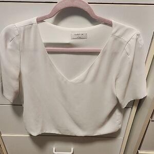 Babaton White V-Neck Blouse